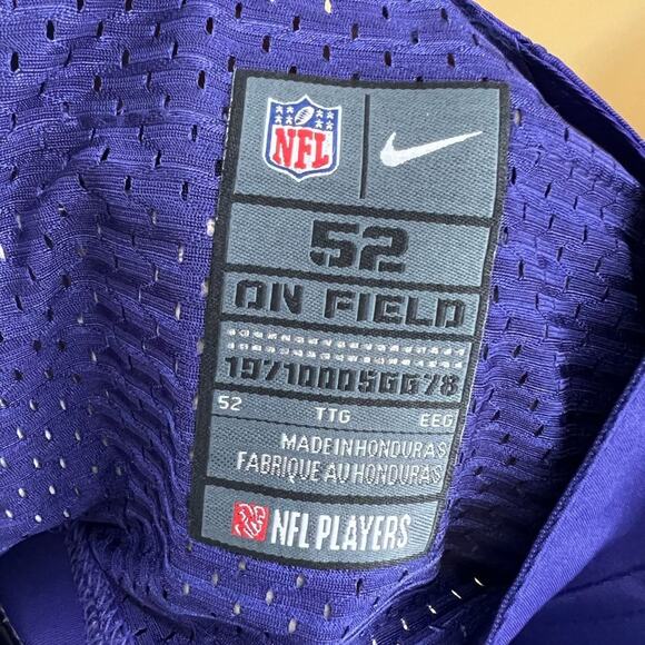 Nike Purple NFL Baltimore Ravens Ray Lewis #52 Home Football Jersey Mens XL - Picture 6 of 7